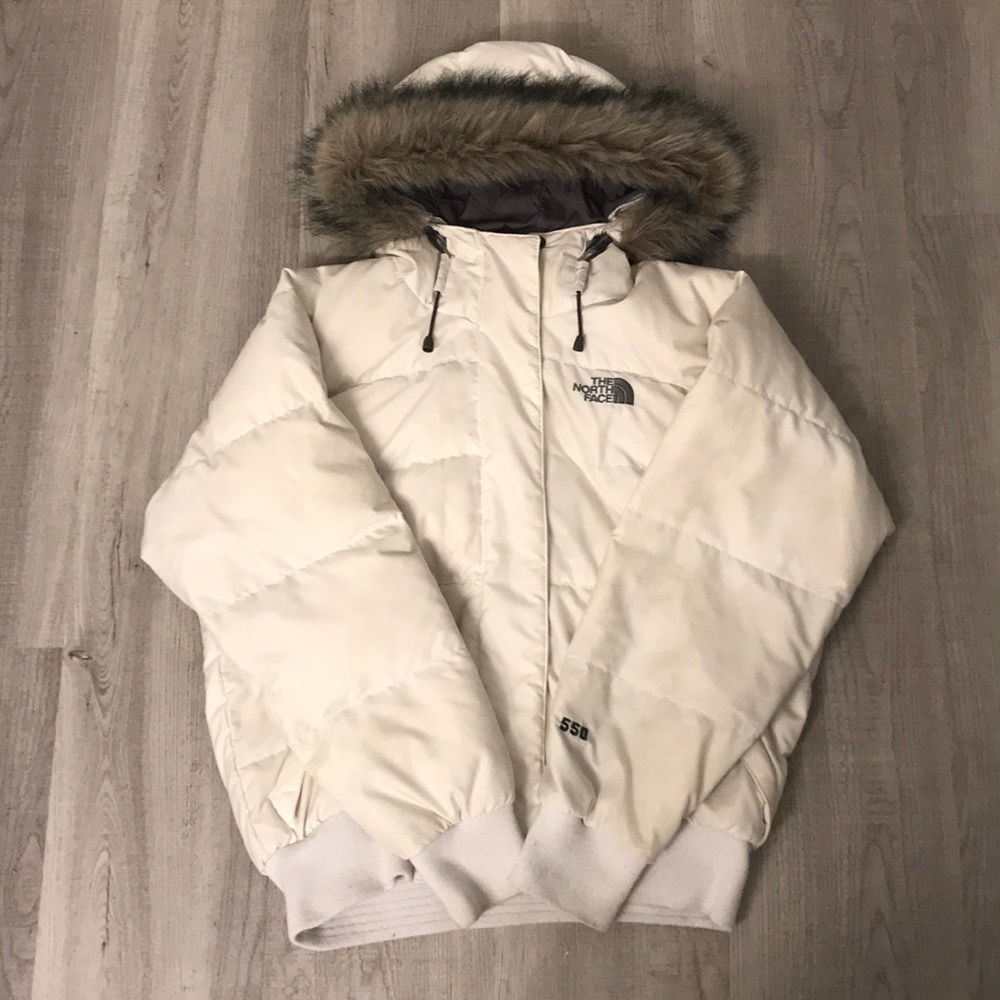 White The North Face winter jacket